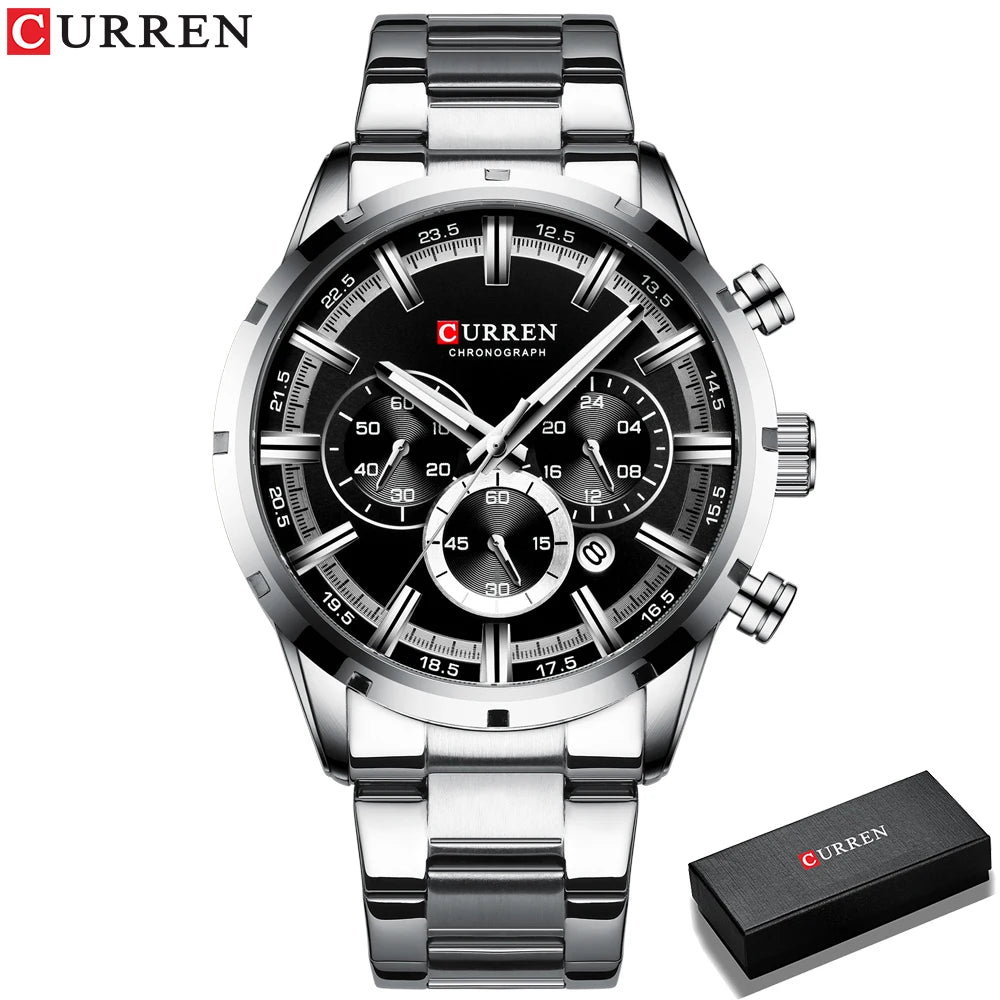 Men Stainless Steel Luxury Sports Quartz Watch