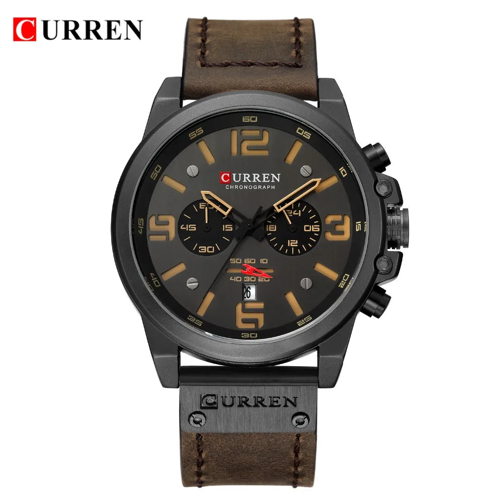 Leather Quartz Men Sport Watch