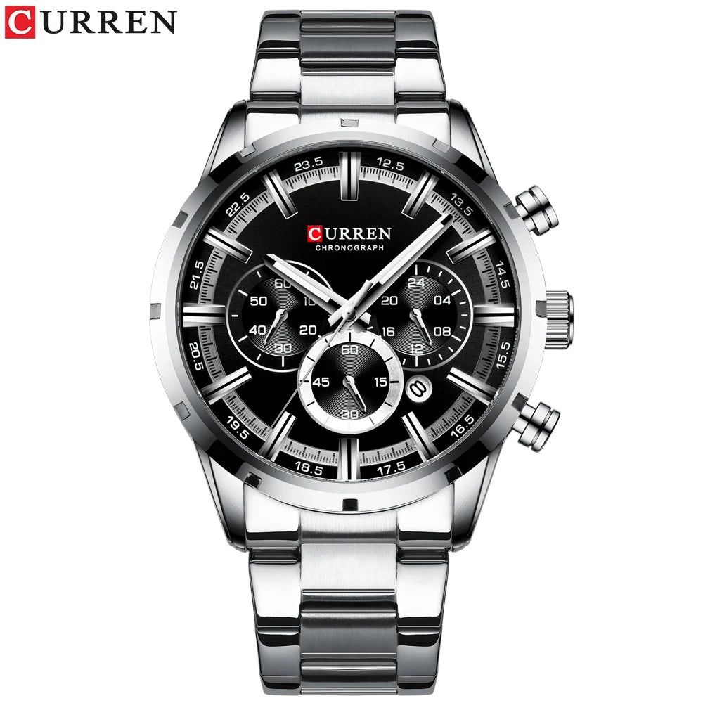 Men Stainless Steel Luxury Sports Quartz Watch