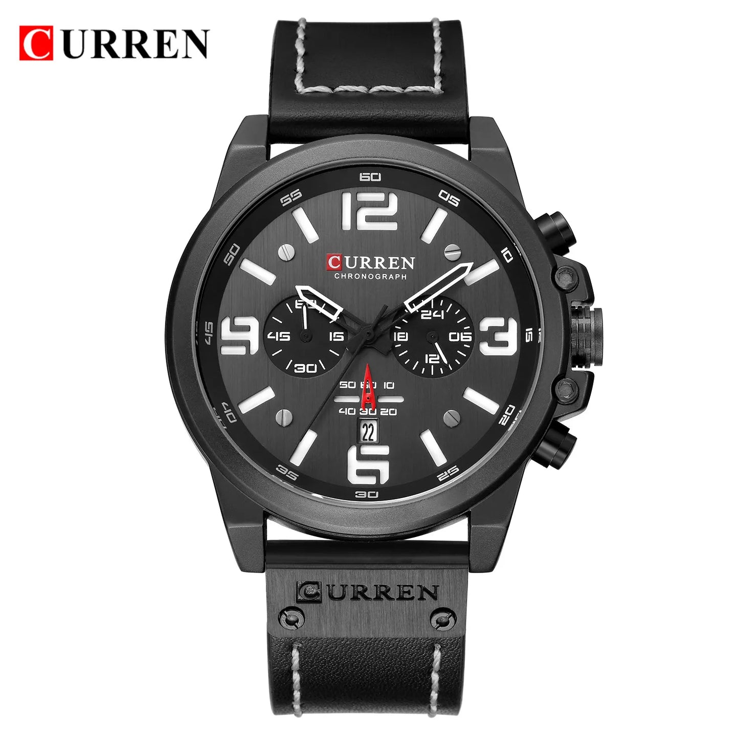 Mens Waterproof Sport Wrist Watch Genuine Leather