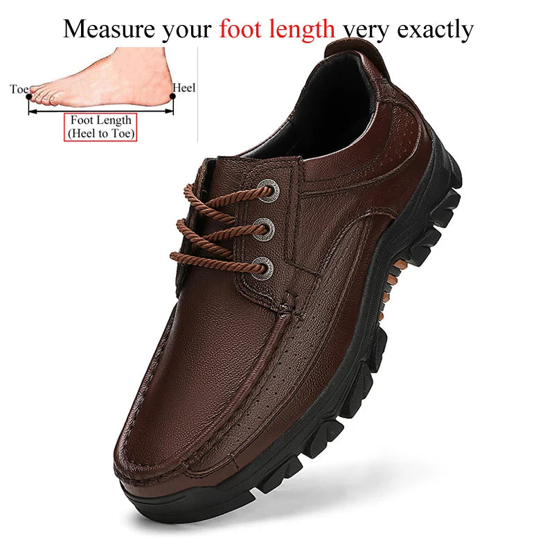 Genuine Leather Outdoor Casual Men Shoes Adult Black Brown Big Size 47 48 Autumn Winter Wear-Resisting