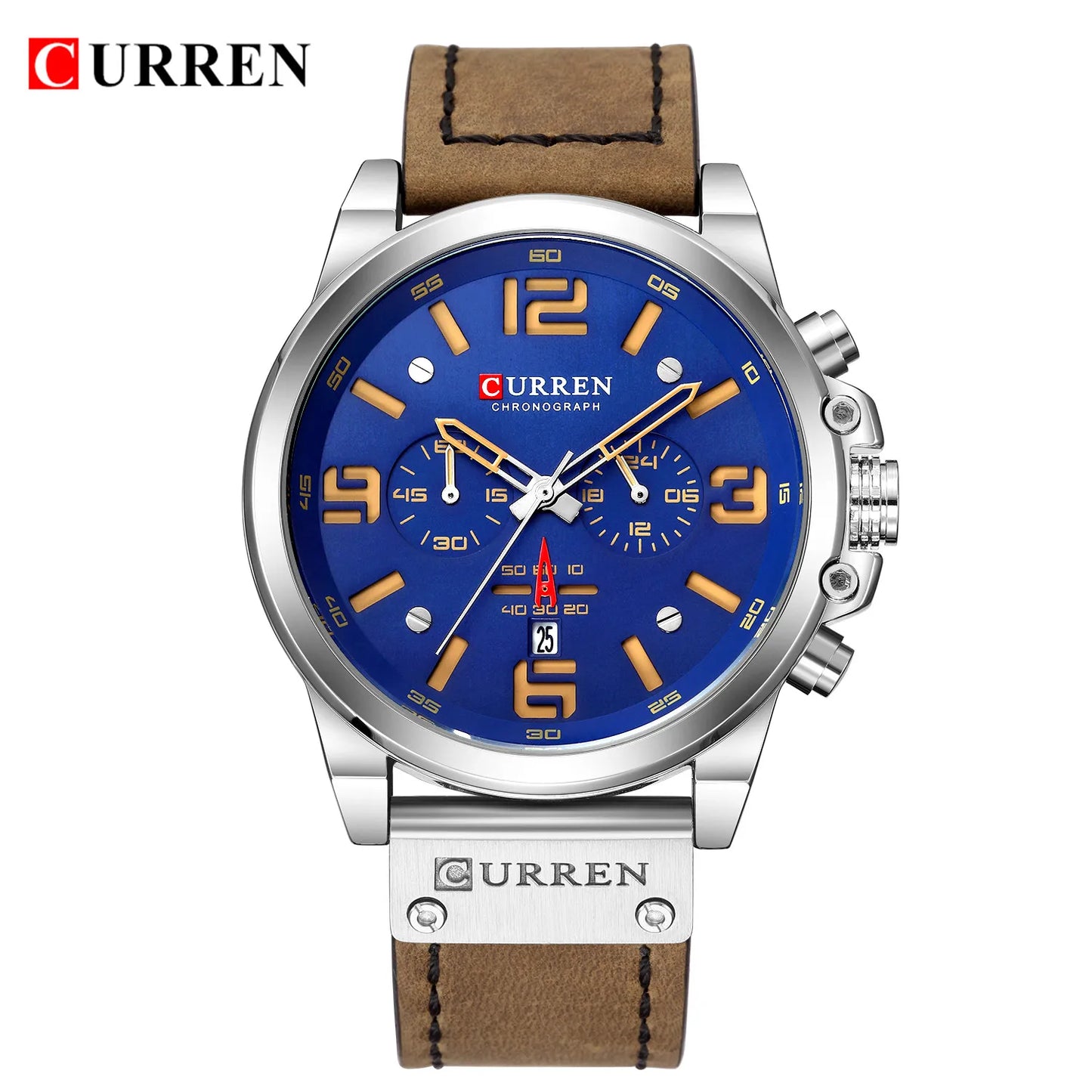 Mens Waterproof Sport Wrist Watch Genuine Leather