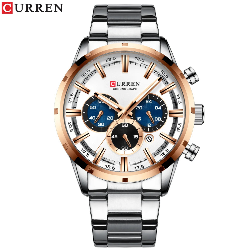 Men Stainless Steel Luxury Sports Quartz Watch