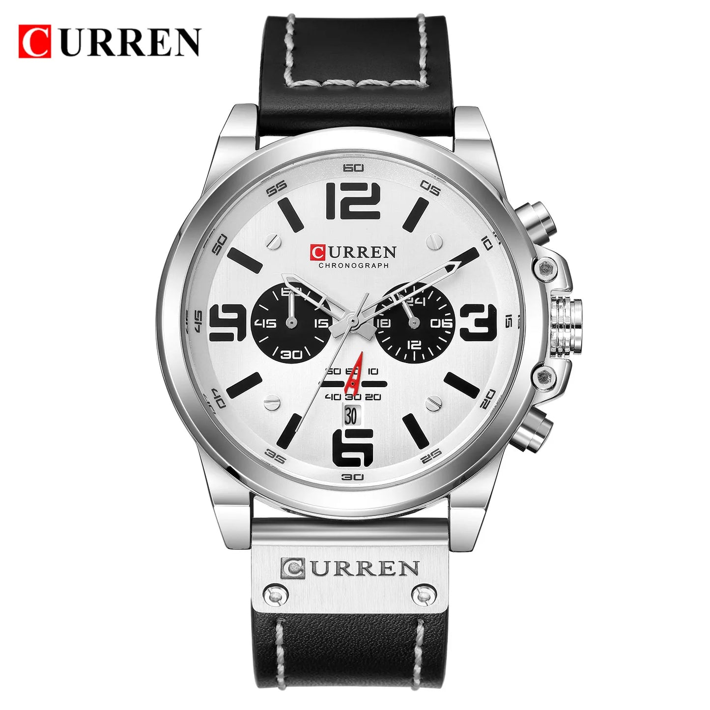 Mens Waterproof Sport Wrist Watch Genuine Leather