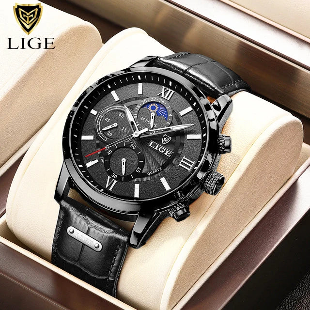 Luxury Leather Casual Quartz waterproof watch