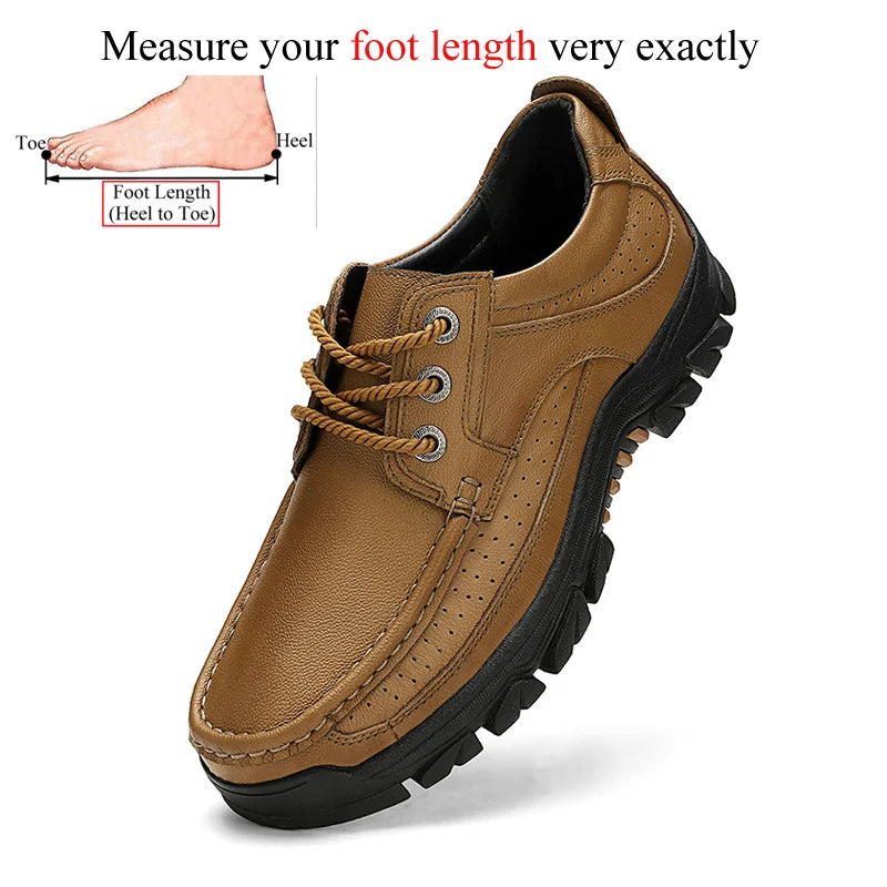 Genuine Leather Outdoor Casual Men Shoes Adult Black Brown Big Size 47 48 Autumn Winter Wear-Resisting