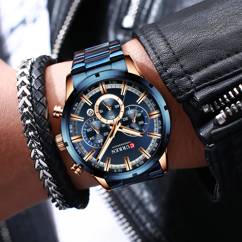 Men Stainless Steel Luxury Sports Quartz Watch