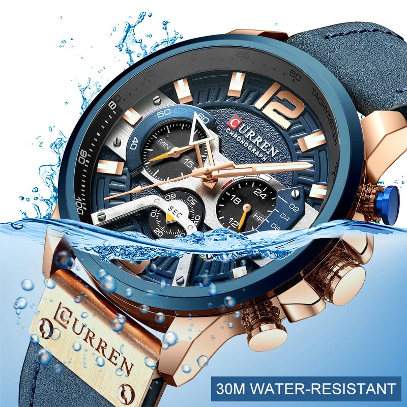 Leather Sports Men's Army Quartz Clock