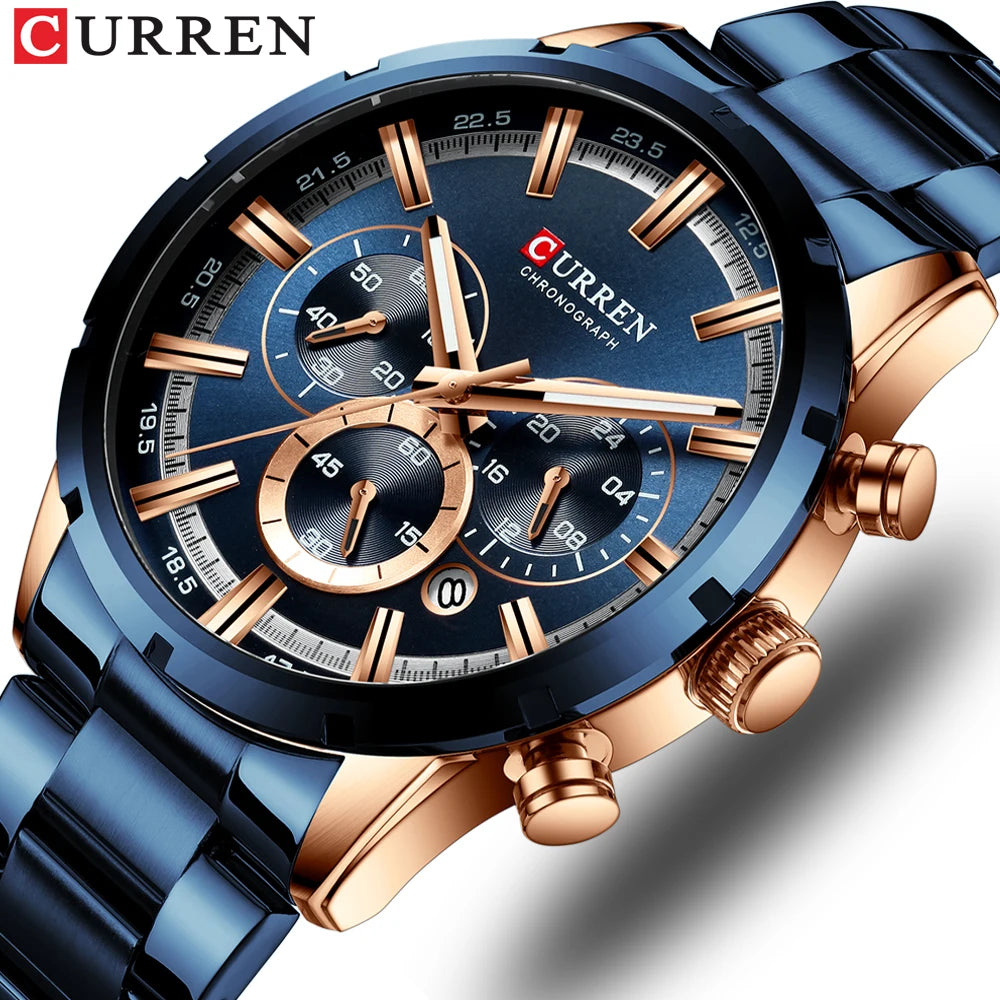 Men Stainless Steel Luxury Sports Quartz Watch