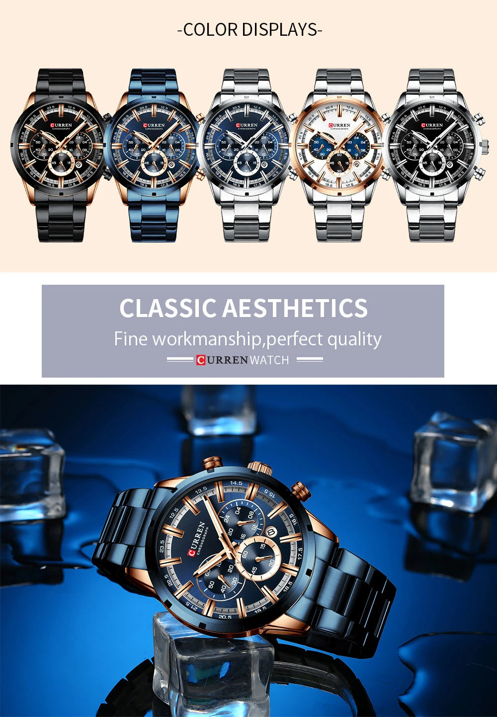 Luxury Wrist Watch Quartz Clock Waterproof