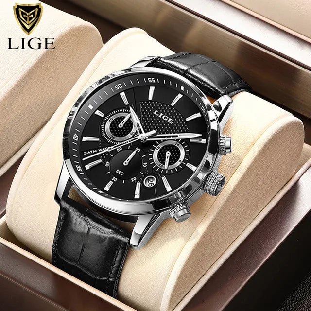 Luxury Leather Casual Quartz waterproof watch