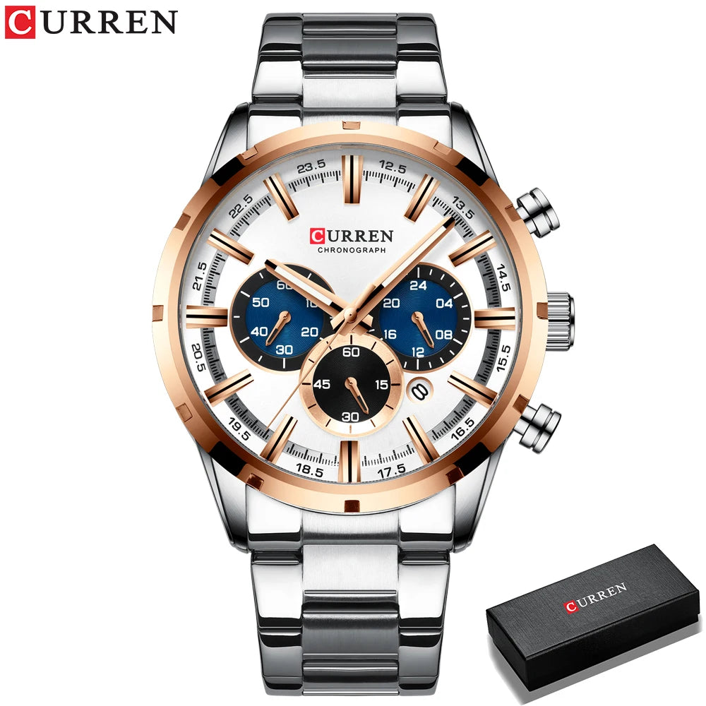 Men Stainless Steel Luxury Sports Quartz Watch