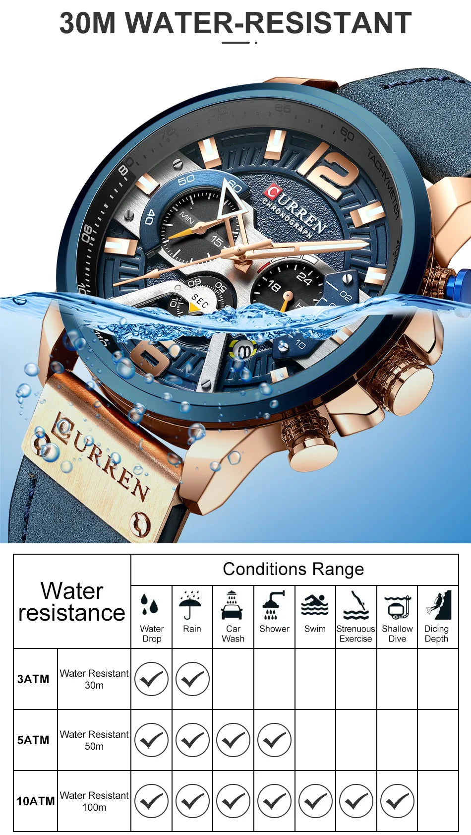 Leather Sports Men's Army Quartz Clock