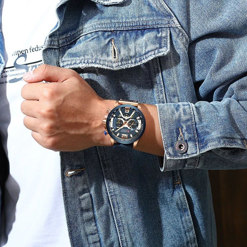 Leather Sports Men's Army Quartz Clock
