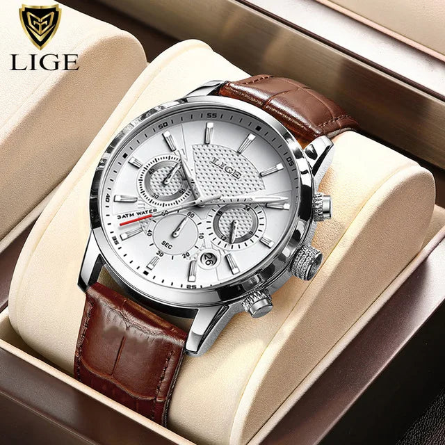 Luxury Leather Casual Quartz waterproof watch