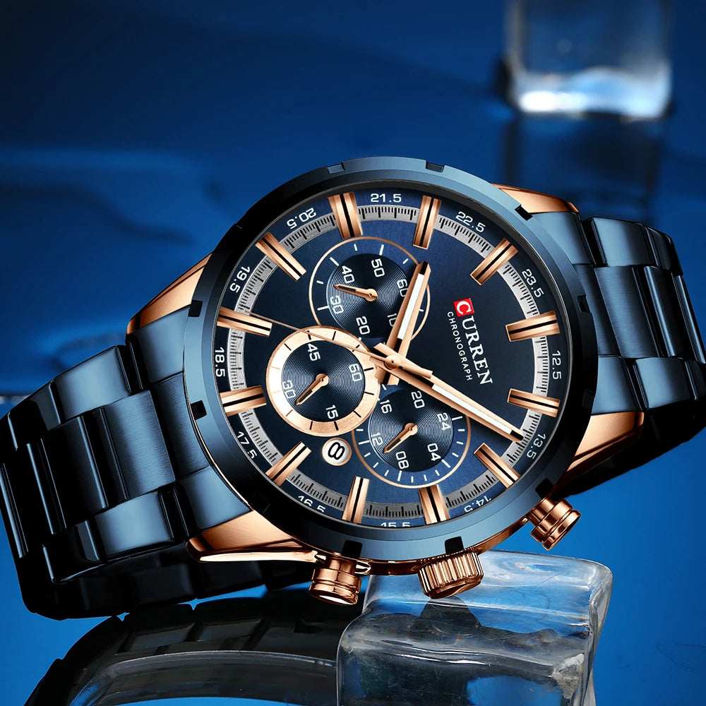 Men Stainless Steel Luxury Sports Quartz Watch