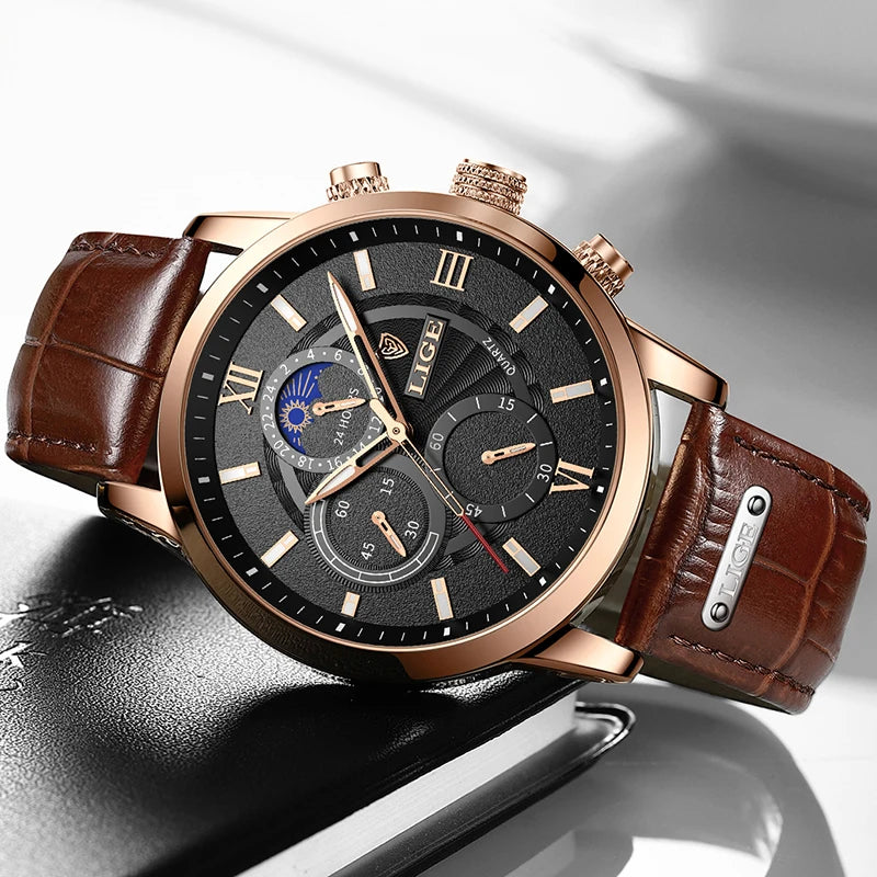 Luxury Leather Casual Quartz waterproof watch