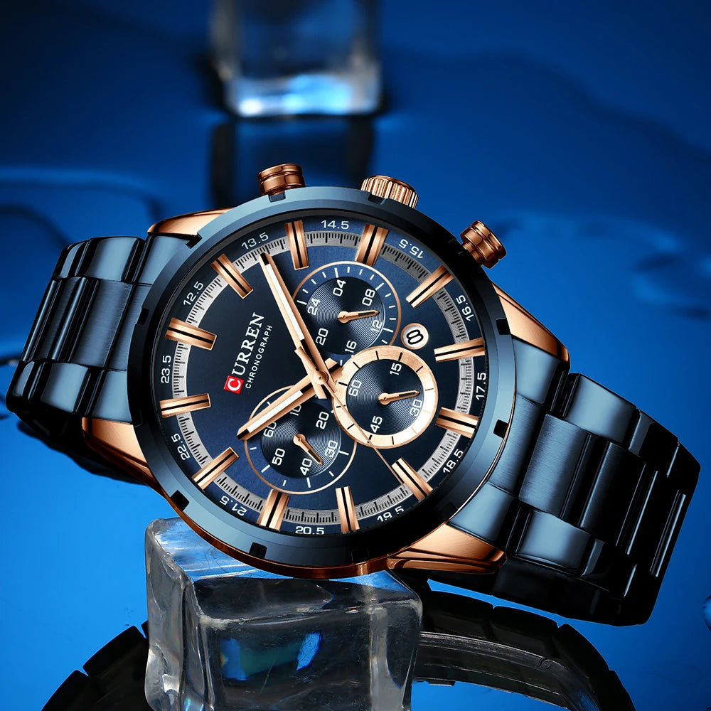 Men Stainless Steel Luxury Sports Quartz Watch
