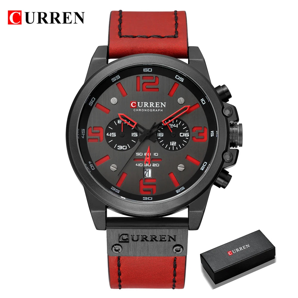 Leather Quartz Men Sport Watch
