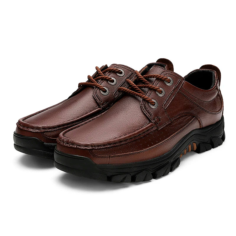 Genuine Leather Outdoor Casual Men Shoes Adult Black Brown Big Size 47 48 Autumn Winter Wear-Resisting