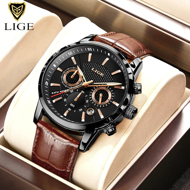 Luxury Leather Casual Quartz waterproof watch