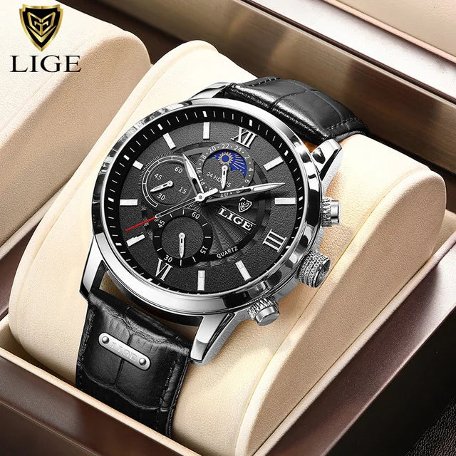 Luxury Leather Casual Quartz waterproof watch