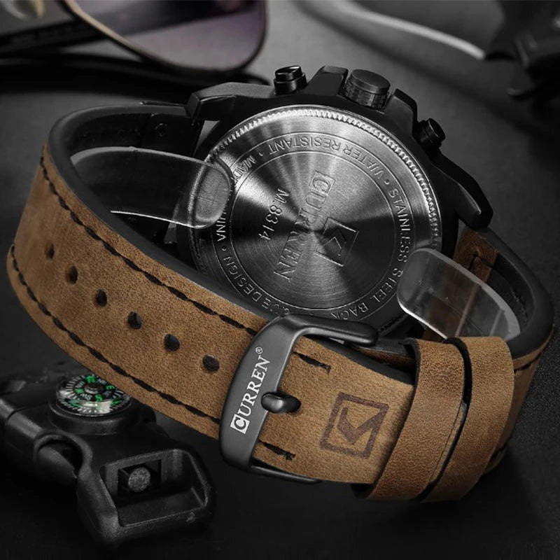 Leather Quartz Men Sport Watch