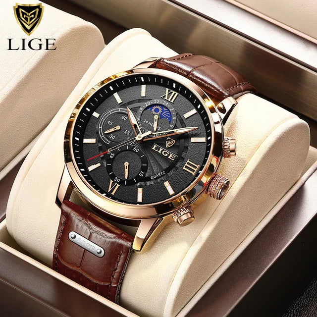 Luxury Leather Casual Quartz waterproof watch