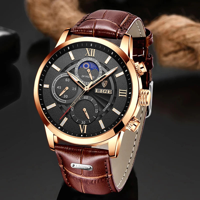 Luxury Leather Casual Quartz waterproof watch