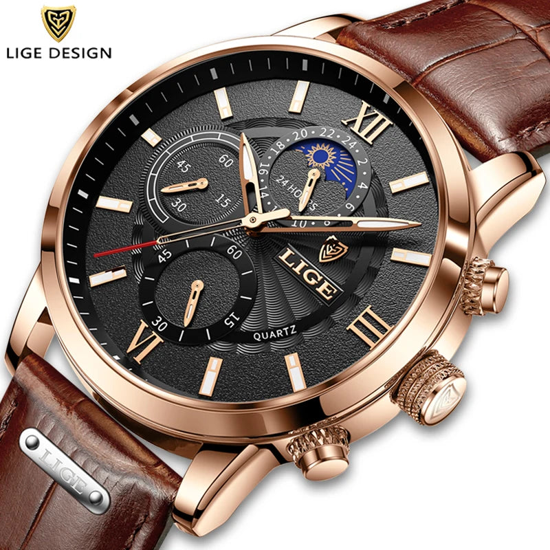 Luxury Leather Casual Quartz waterproof watch