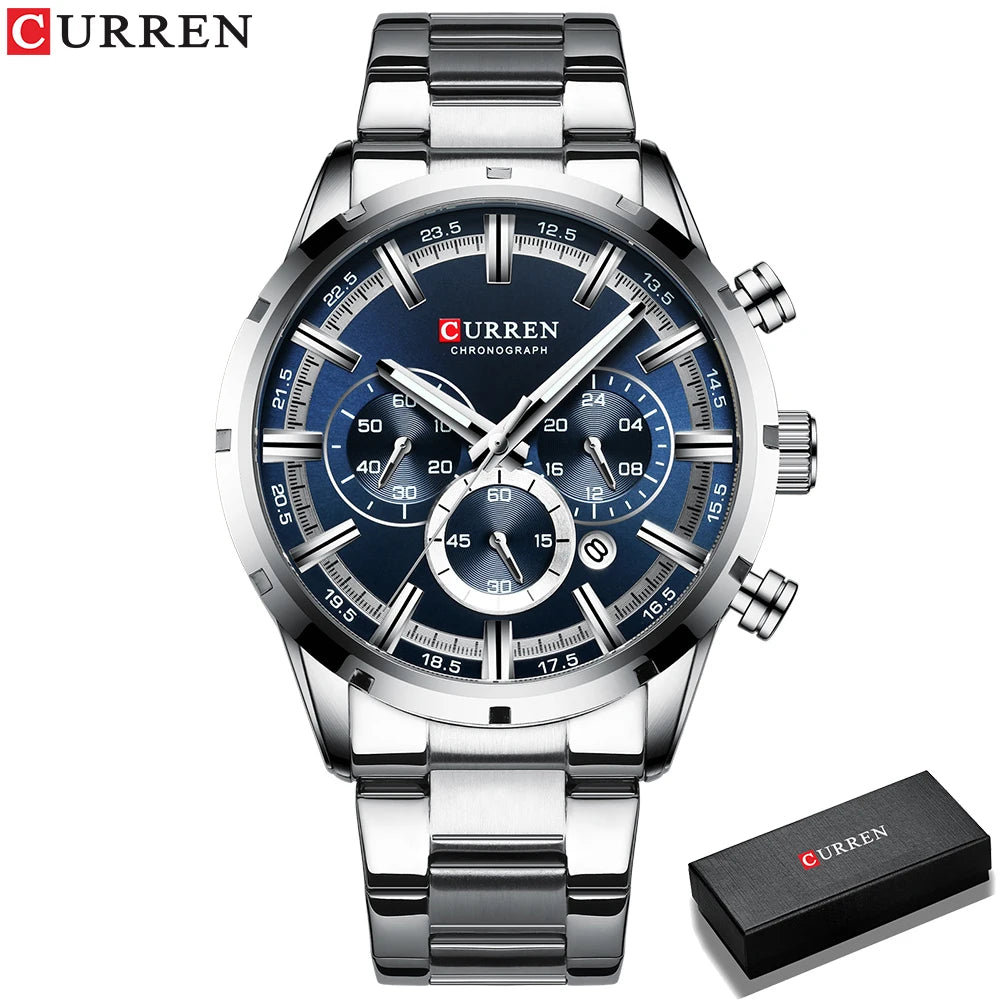 Men Stainless Steel Luxury Sports Quartz Watch