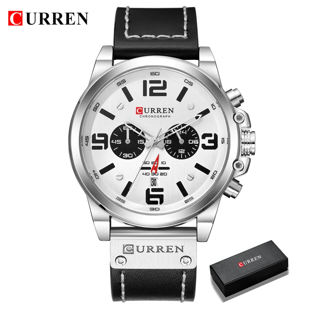 Leather Quartz Men Sport Watch