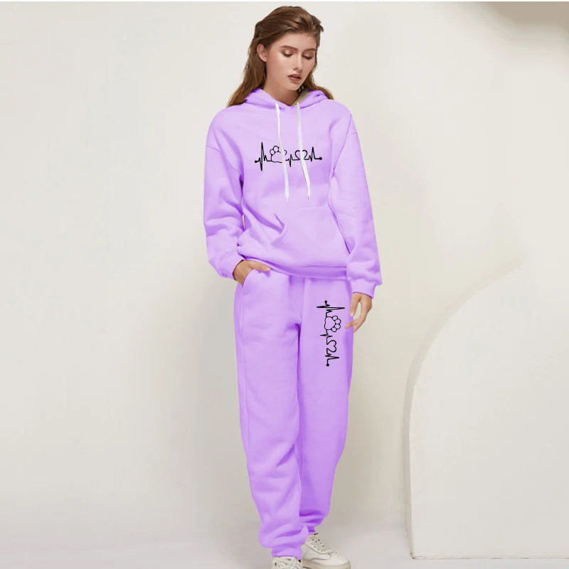 Women's Tracksuit Two Piece Set with Drawstring