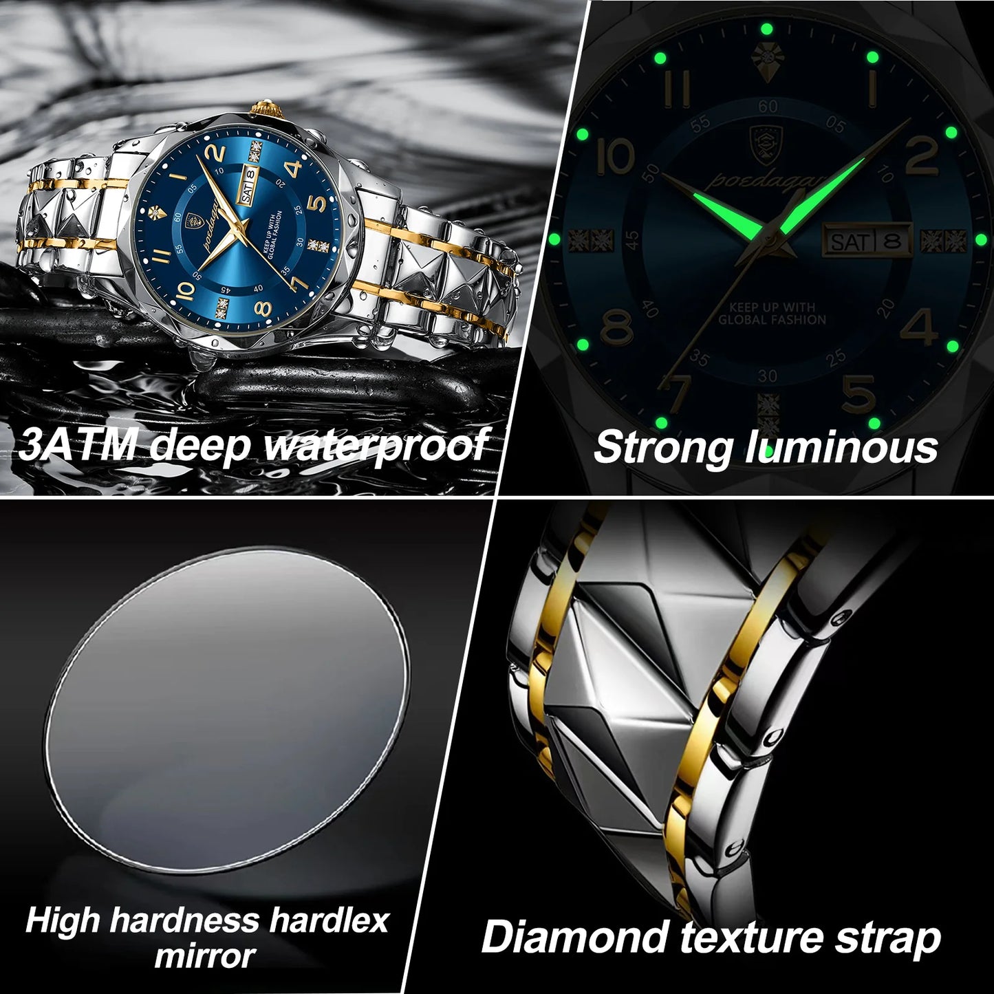 Men Quartz Waterproof Wristwatch Stainless Steel