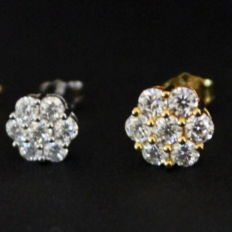 Moissanite Stud Earrings for Women Flower D color