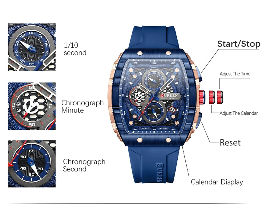 Sport Quartz Wristwatches with Luminous Hands
