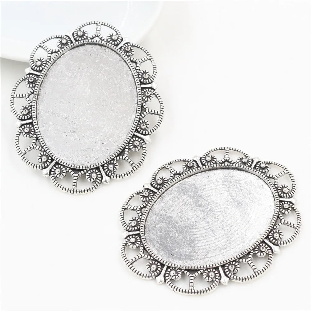 Fashion 5pcs 30x40mm Inner Size Antique Silver Plated Charms
