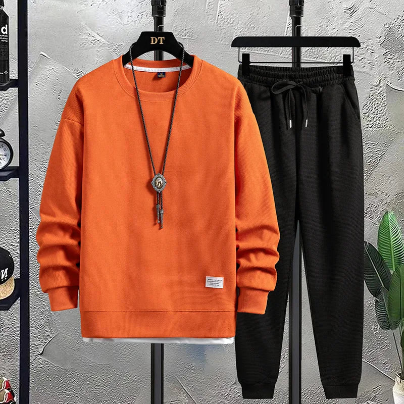 Men's Athletic Tracksuit 2 Piece Waffle Hoodie