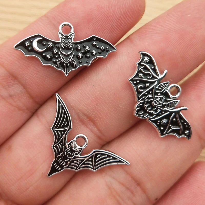 Bat Charm for Jewelry Making Enamel Necklace Pendant Keychain