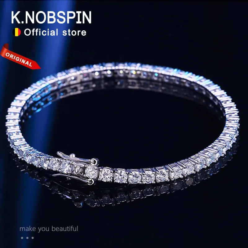 Moissanite Tennis Bracelet Full Diamond Silver Plated 18k