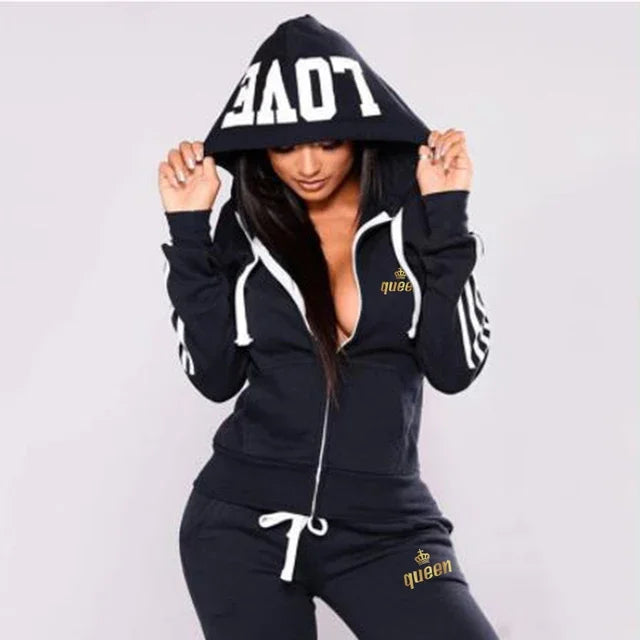 Hoodie +long pants jogging set outdoor sports