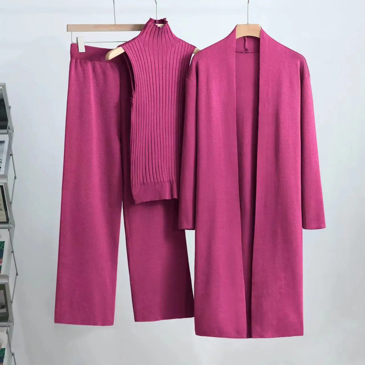 Winter 3 Piece Set Knitted Solid Sweater Suit
