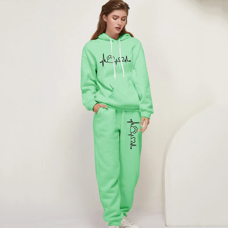Women's Tracksuit Two Piece Set with Drawstring