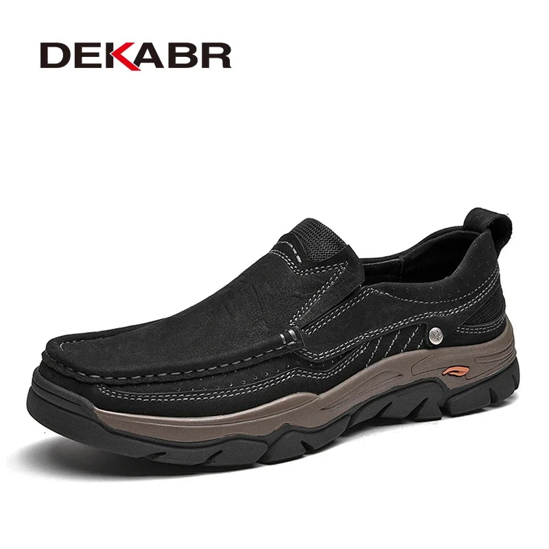 DEKABR Luxury Brand Comfortable Classical Men Loafers Wear-Resistant Genuine Leather Flats Shoes Causal Working Shoes Men