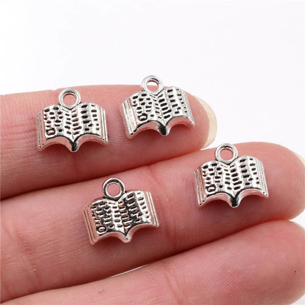 Antique Silver Plated Book Handmade Charms Pendant: