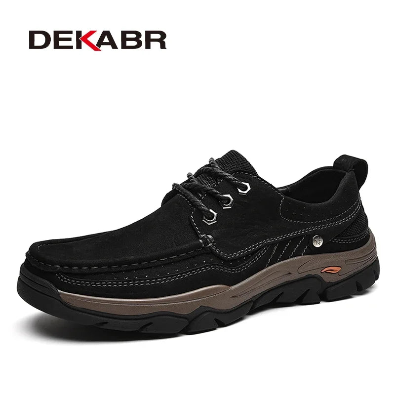 DEKABR Luxury Brand Comfortable Classical Men Loafers Wear-Resistant Genuine Leather Flats Shoes Causal Working Shoes Men