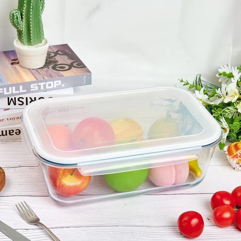 XXX-Large Glass Food Storage Container with Locking Lid 180OZ Family Size Party Size Extra Large Rectangle Glass Bowl Bakeware