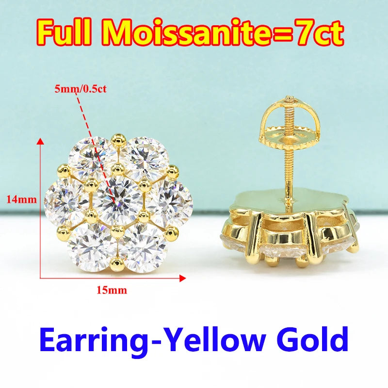 Moissanite Stud Earrings for Women Flower D color