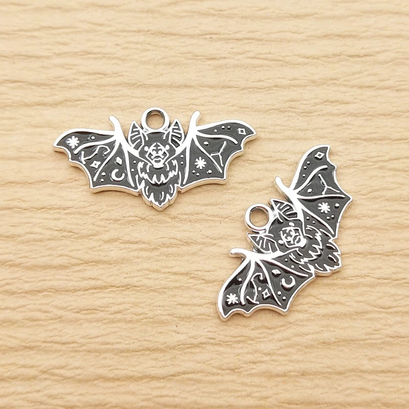 Bat Charm for Jewelry Making Enamel Necklace Pendant Keychain