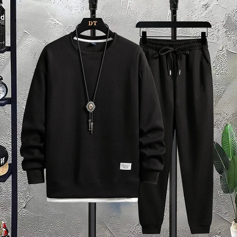 Men's Athletic Tracksuit 2 Piece Waffle Hoodie